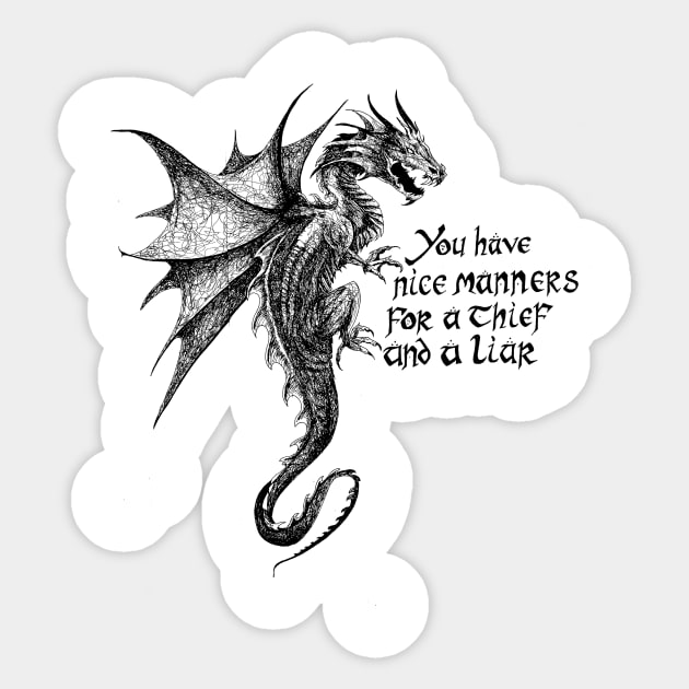 smaug the terrible dragon Sticker by BjorksBrushworks